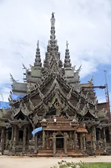 The Sanctuary of Truth is an all-wood building filled with sculptures based on traditional Buddhist and Hindu motifs
