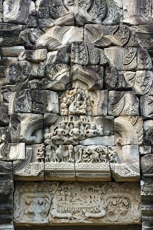Category Buddhism Prints: Sandstone relief at the eastern entrance