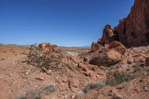Sandstone rock formations along the Fire Wave Trail at Valley of Fire State Park near Overton