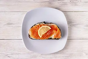 Sandwich with cheese, salted trout