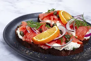 Sandwich with freshly smoked salmon