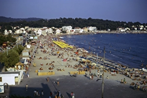 Sandy beach at Les Sablettes, Cote d'Azur, France 1974