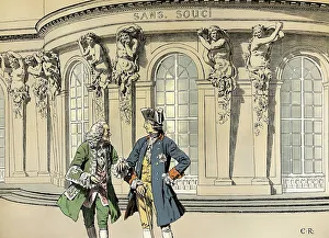 Sanssouci Palace, Voltaire and Frederick the Great also known as Frederick II