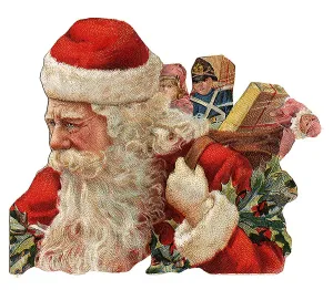 Santa bringing gifts, historical illustration