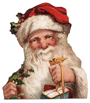 Santa bringing gifts, historical illustration