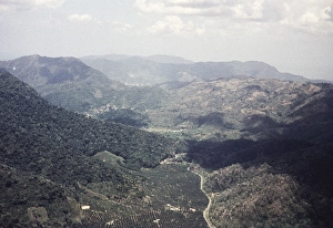 The Santa Cruz valley and the Saddle Road, note the citrus grove in foreground, Trinidad, c 1962