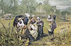 Savoyard children with cow, Savoy