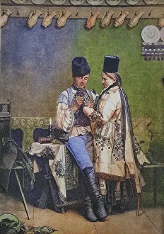 Saxon bride and groom in traditional traditional costume