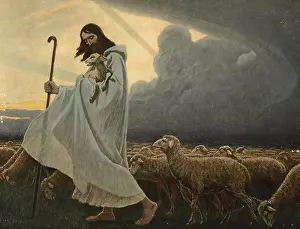 Scene from the biblical story, The Good Shepherd