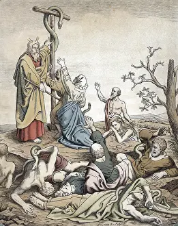 Scene from the biblical story, The Healing Copper Snake