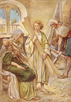 Scene from the biblical story, Jesus as a teenager in Nazareth
