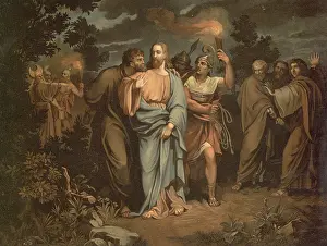 Scene from the biblical story, The Kiss of Judas