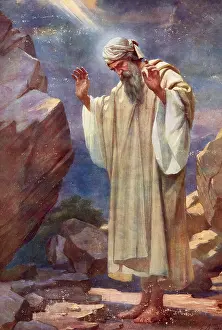 Framed Print : Scene from the biblical story, Law that God gave Moses on Mount Sinai
