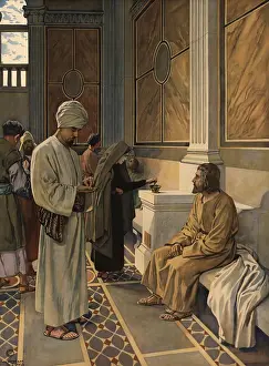 Scene from the biblical story, The Little Little Widow