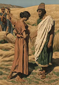 Scene from the biblical story, story of Ruth and Boaz