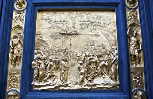 Scene in the east gate of the baptistry San Giovanni paradise door Florence Toskana Italien