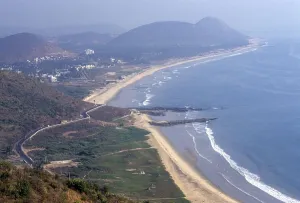 A scene of Sagar Nagar beach and Rushikonda beach from the Kailasagiri in Visakhapatnam Vizag