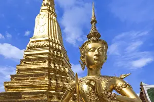 Category Buddhism Prints: Scenic golden temple of Emerald Buddha Wat Phra Kaew in Bangkok