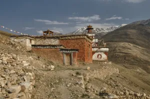 Scenic old shrine in Himalayas mountains in Nepal