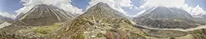 Scenic panorama of deep valley in Nepal on Kanchenjunga trek