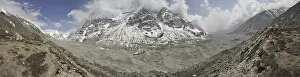 Scenic panorama of valley in Himalayas near Kanchenjunga in Nepal
