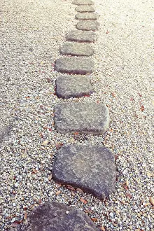 Scenic stone way in Japanese zen garden
