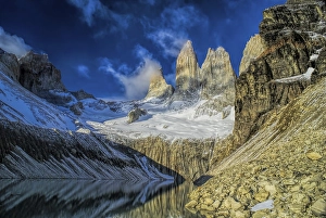 Category Mountain Landscapes Prints: Scenic view of Torres del Paine in south American Andes