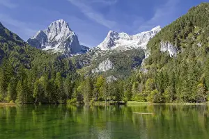 Schiederweiher lake, in front of the Spitzmauer and Grosser Priel mountains
