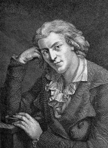 Schiller in 1787, historical illustration in Deutsche Literaturgeschichte or German literature from 1885