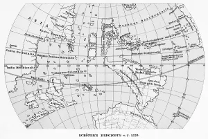 Schoener's globe of the earth from 1520 historical map