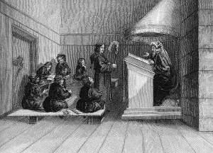 School in 1520, historical illustration