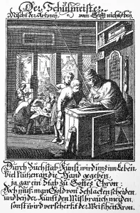 Schoolmaster and student, 1698