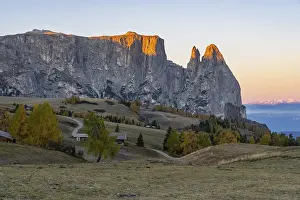 Sciliar, Punta Santner at sunrise in Autumn