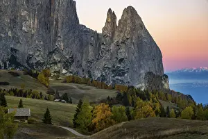 Sciliar at sunrise in Autumn, Seiser Alm