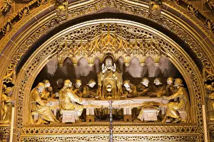 Sculpture carved on wall cathedral church of liverpool