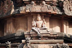 Category Historic EN Prints: Sculpture of god and goddesses on the peak of krishna temple