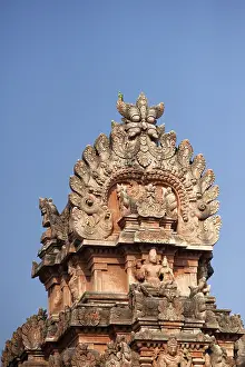 Category Historic EN Prints: Sculpture of god and goddesses on the peak of krishna temple