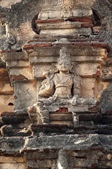 Category Historic EN Prints: Sculpture of god and goddesses on the peak of krishna temple