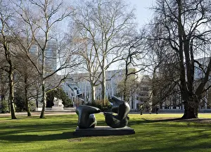 Sculpture by Henry Moore, war memorial on the left