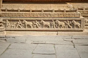 Category Historic EN Prints: Sculpture of horse trader on the wall of vitthal temple