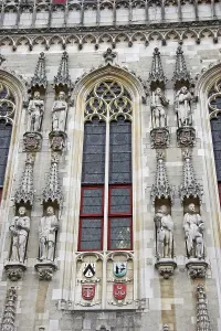 Sculpture of the medieval town hall of Bruges