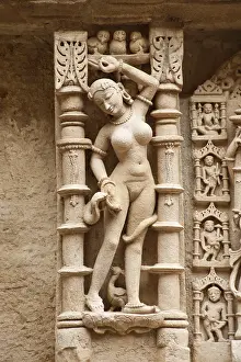 Category Historic EN Prints: Sculpture of vishkanya on the wall of queens step well