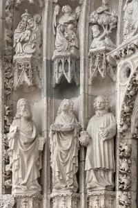 Sculptures of saints on the Gothic entrance portal