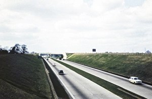 Section of a motorway, which is probably the M1, photo from 17 April 1960, England, UK