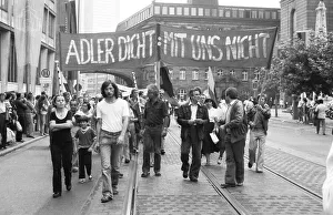To secure their jobs, 6000 metalworkers of the Adler-Triumpf company took to the streets in protest in September 1981