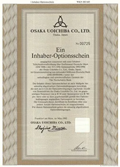 Securities certificate, bearer warrant