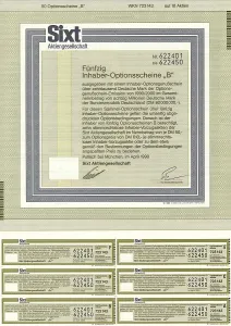 Securities certificate, bearer warrant