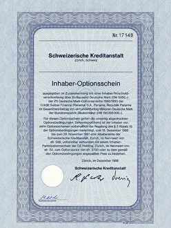 Securities certificate, bearer warrant