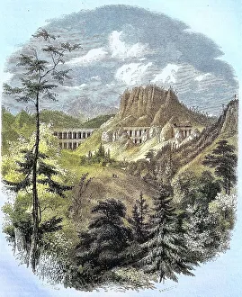 Semmering railway bridge with surrounding mountain landscape