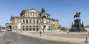 Semper Opera House and King Johann Monument on the Theaterplatz